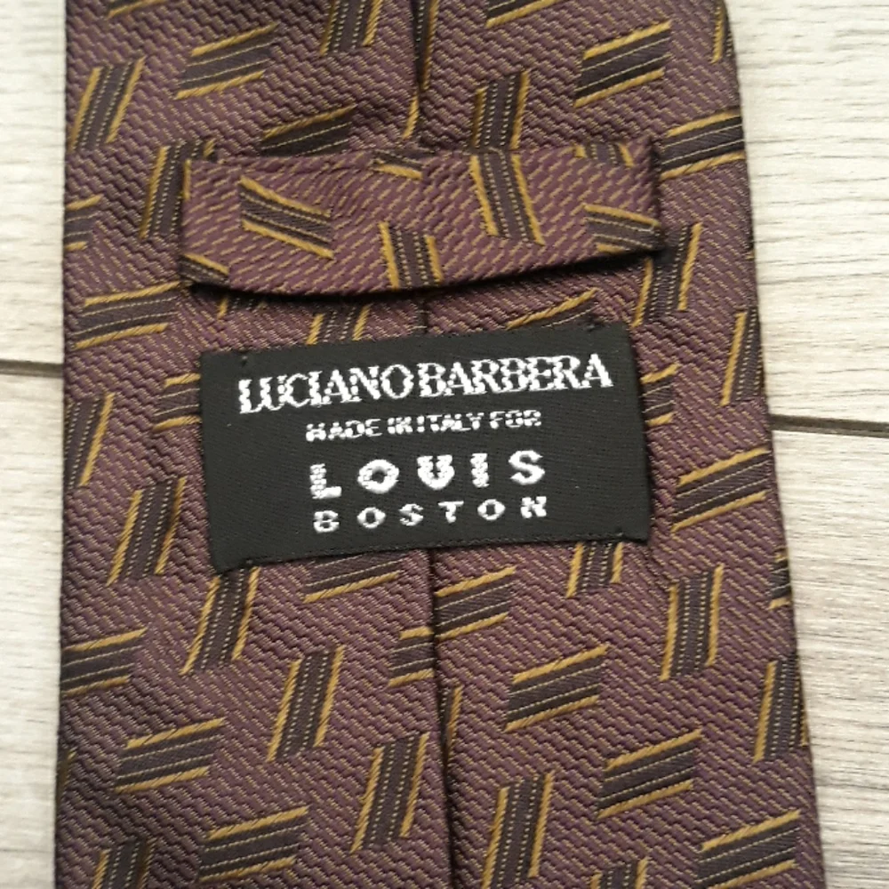 LUCIANO BARBERA Dark Purple Abstract‎ Silk Tie NEW
